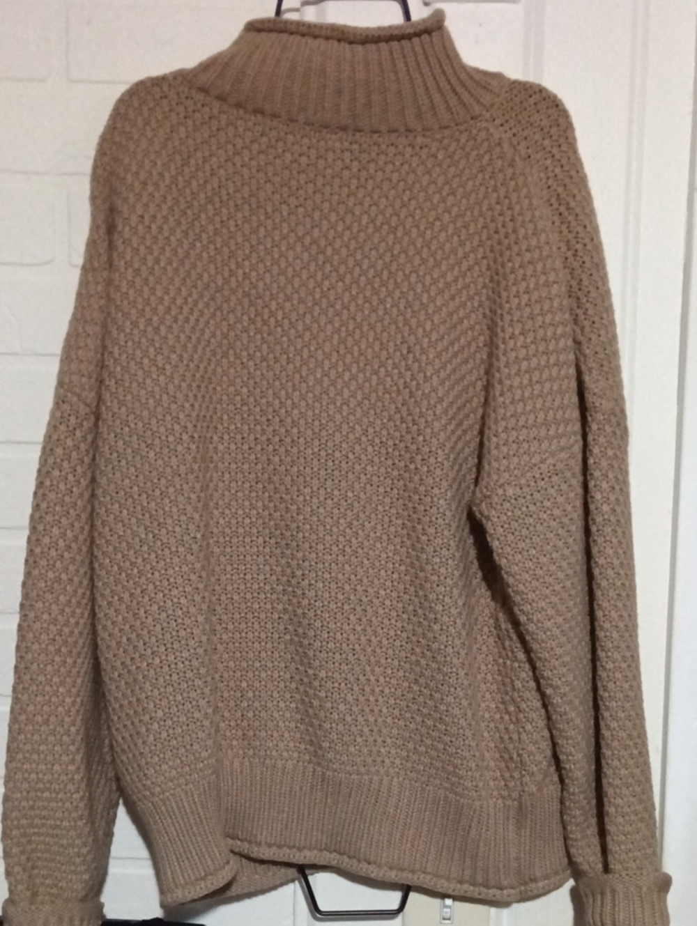 Classic Taupe Knit Turtleneck Sweater Size Medium
